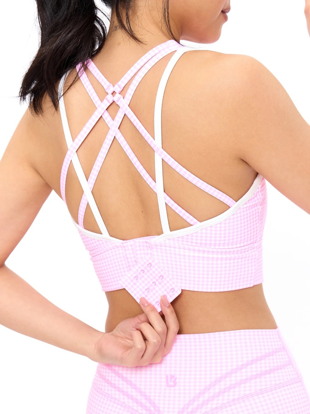BUFFBUNNY Geo Sports Bra Pink Gingham - Large - Picture 2 of 4
